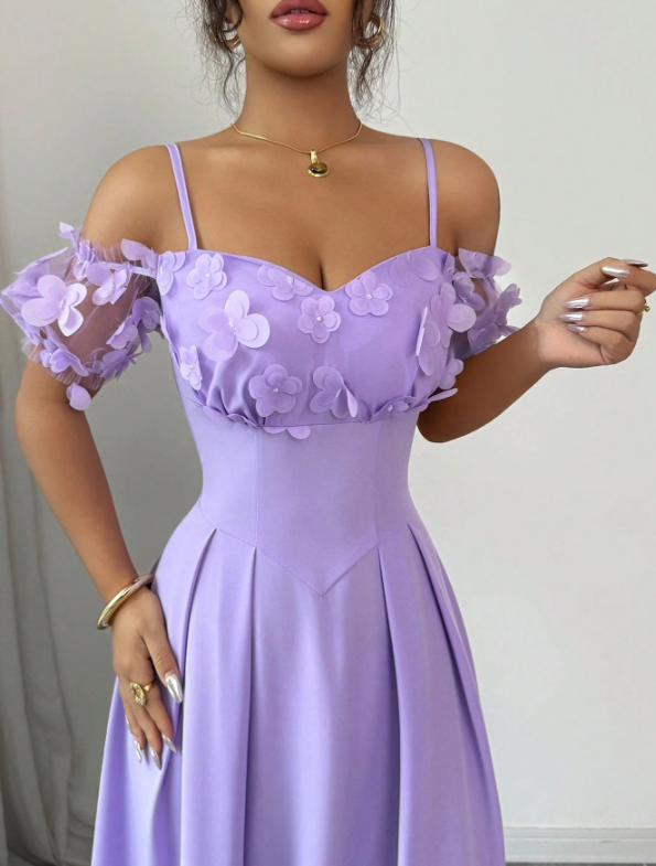 Women's Puff Sleeve Off- Shoulder Dress