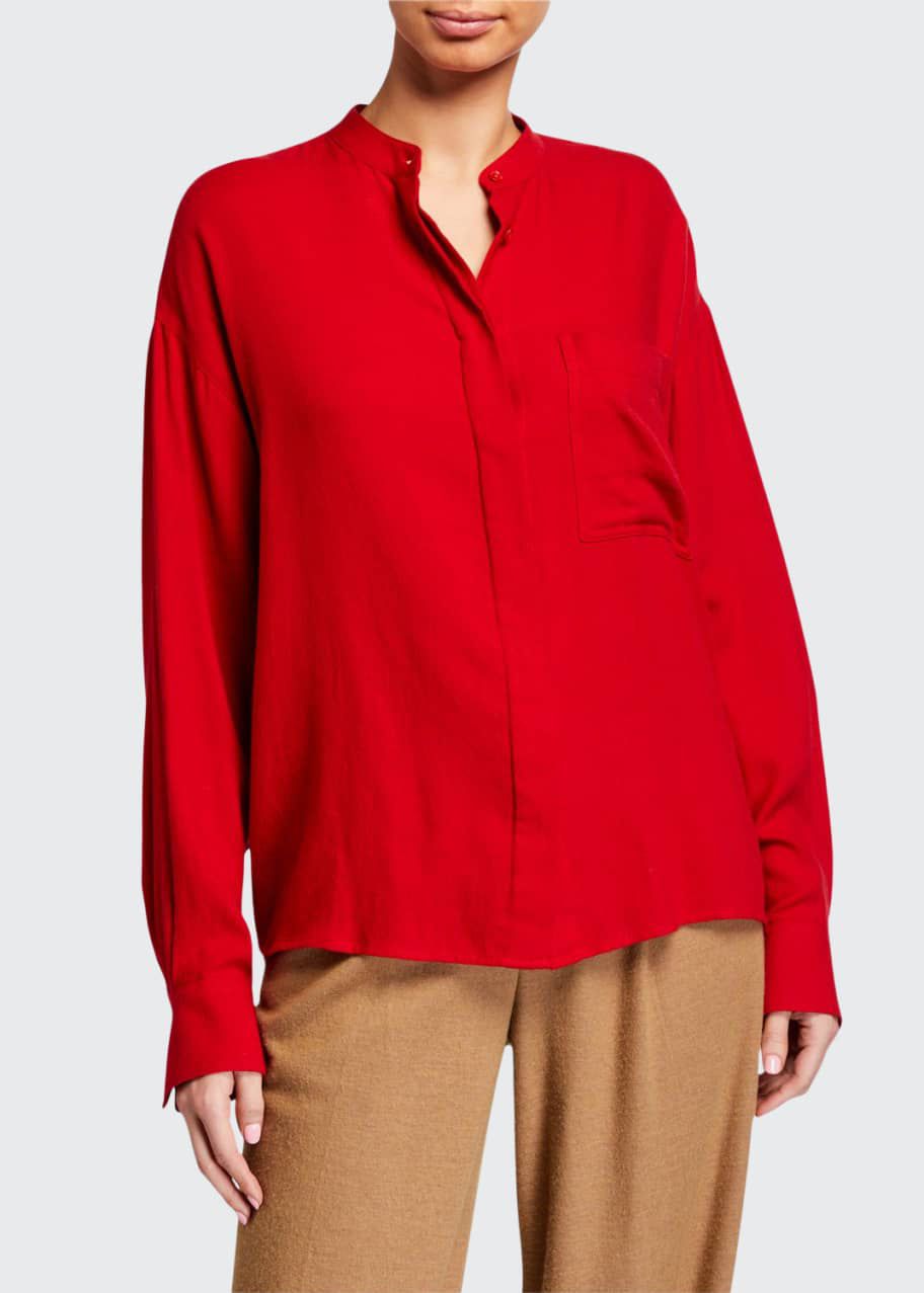 Women’s Band Collar Buttons Shirt